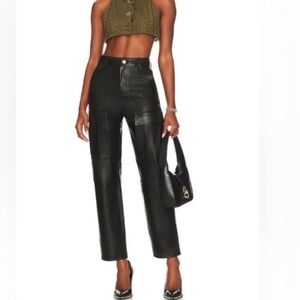 NWT GRLFRND Gianna Leather Cargo Pants size 27